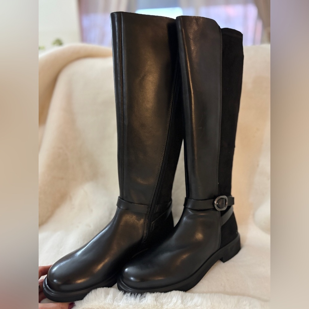 Ecco Sleek Black Over the Knee Boots